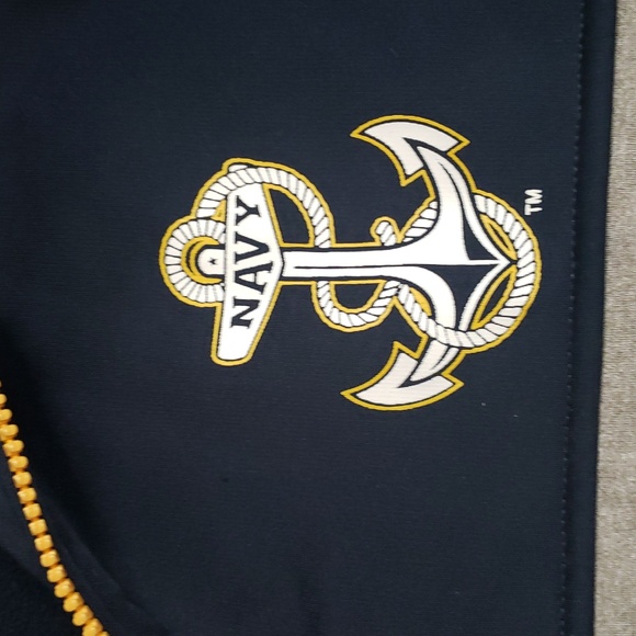 Armed Forces Gear Navy and Gray Quarter-Zip Sweatshirt with Anchor Logo Size XL - Picture 2 of 3
